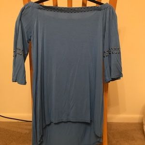 High/low blouse with embellishments